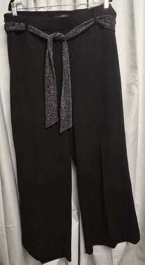 MEG & MARGOT Woman's Plus Size 3X Black Pull On Straight Wide Leg Pants Tie
